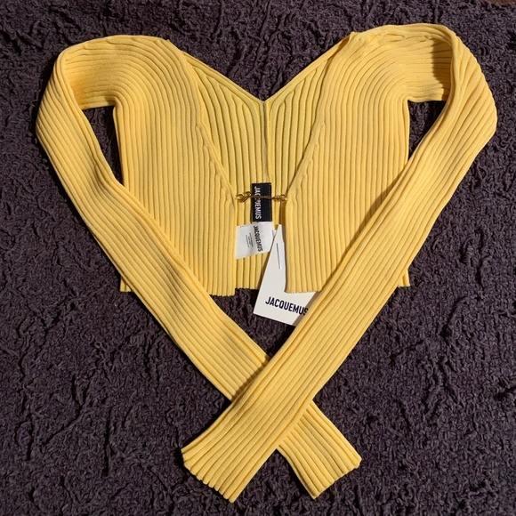 JACQUEMUS Yellow Le Raphia 'La Maille Pralu’ Cardigan - Picture 6 of 13